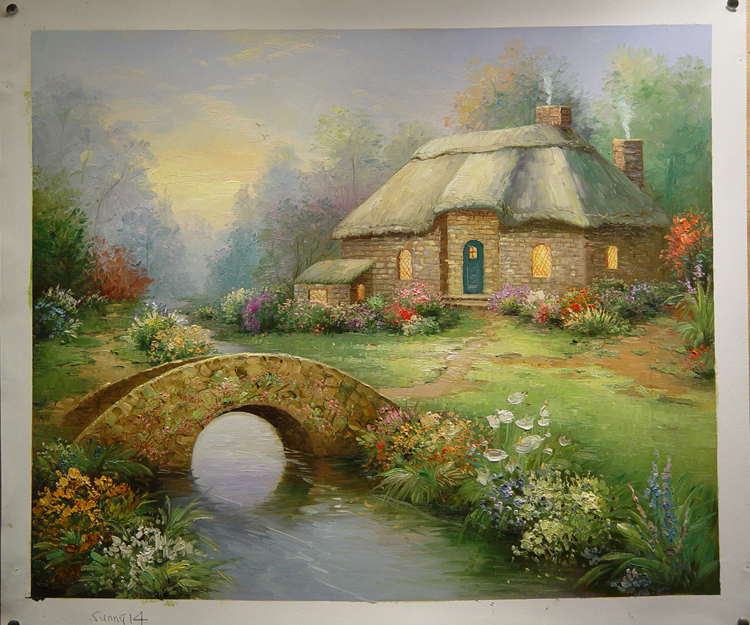 (image for) Handmade oil painting Copy paintings of famous artists Thomas Kinkade's painting, NO.62 - Click Image to Close